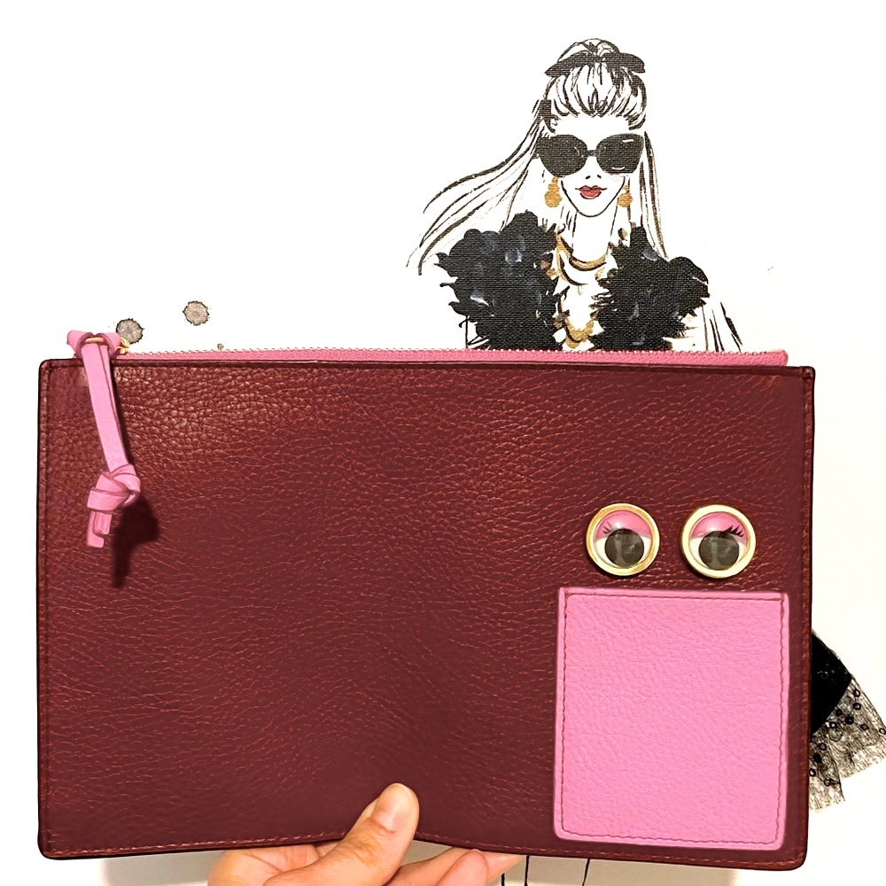 NEW Fossil goggly eyes leather clutch nwt